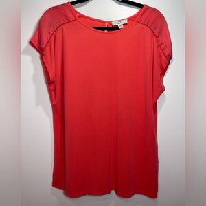 Halston Coral Cap Sleeve Top Size Medium